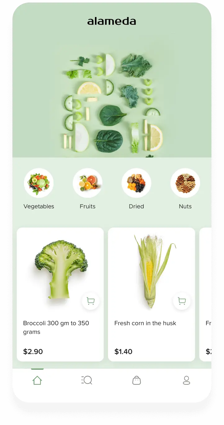 A screenshot of home page with vegetables, fruits and nuts in green tones. (Image-3), shopboxo.io
