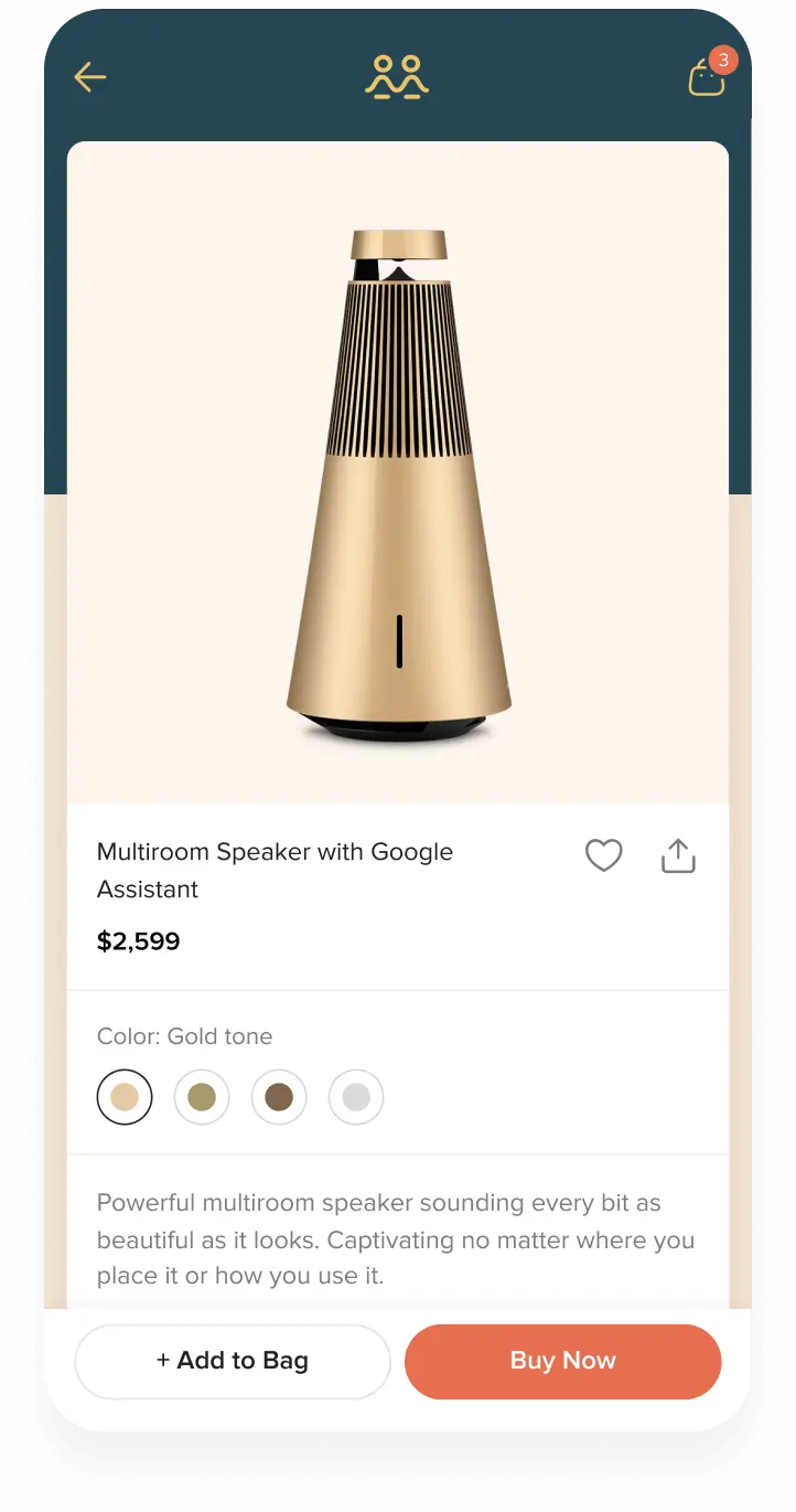 A screenshot of product details page with multi-room speaker (Image-4), shopboxo.io