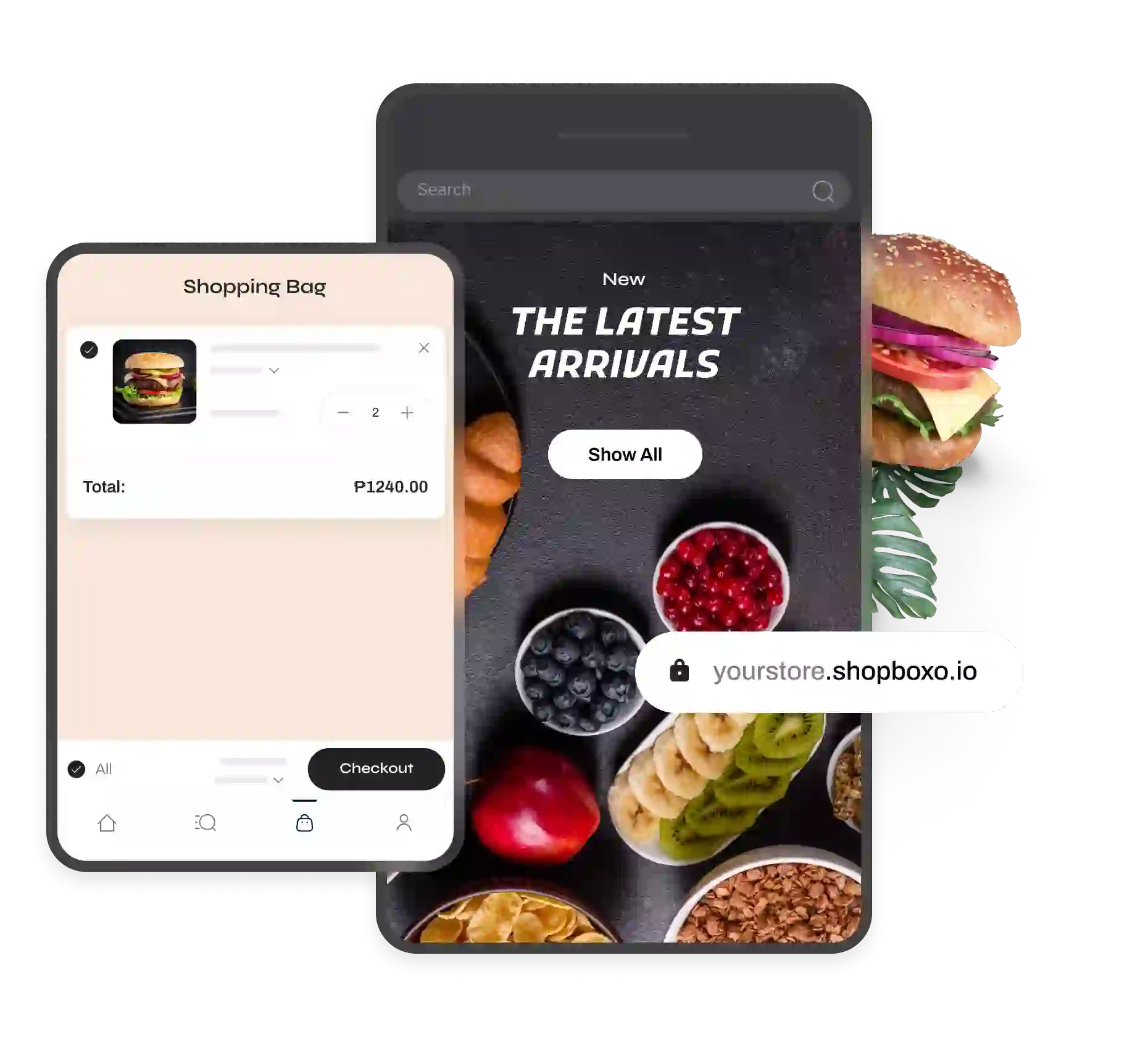 Mobile interface sample of an online food store