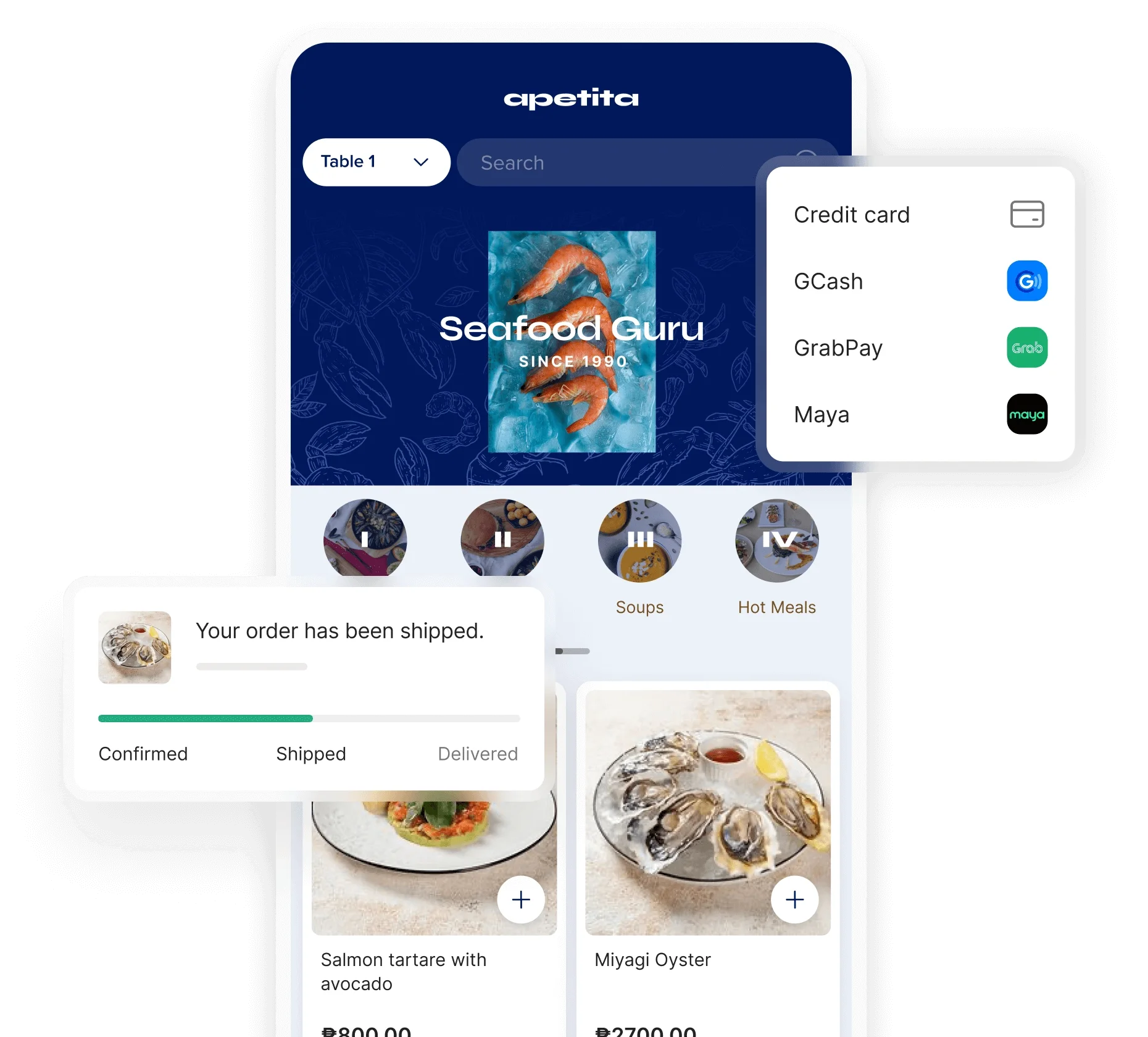 Mobile Interface to Show Online Restaurant with Payment and Order Sample