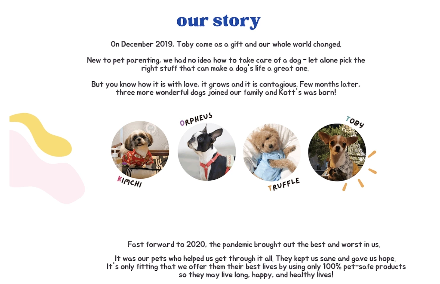 Kott's Pet Galleria Our Story Sample Banner