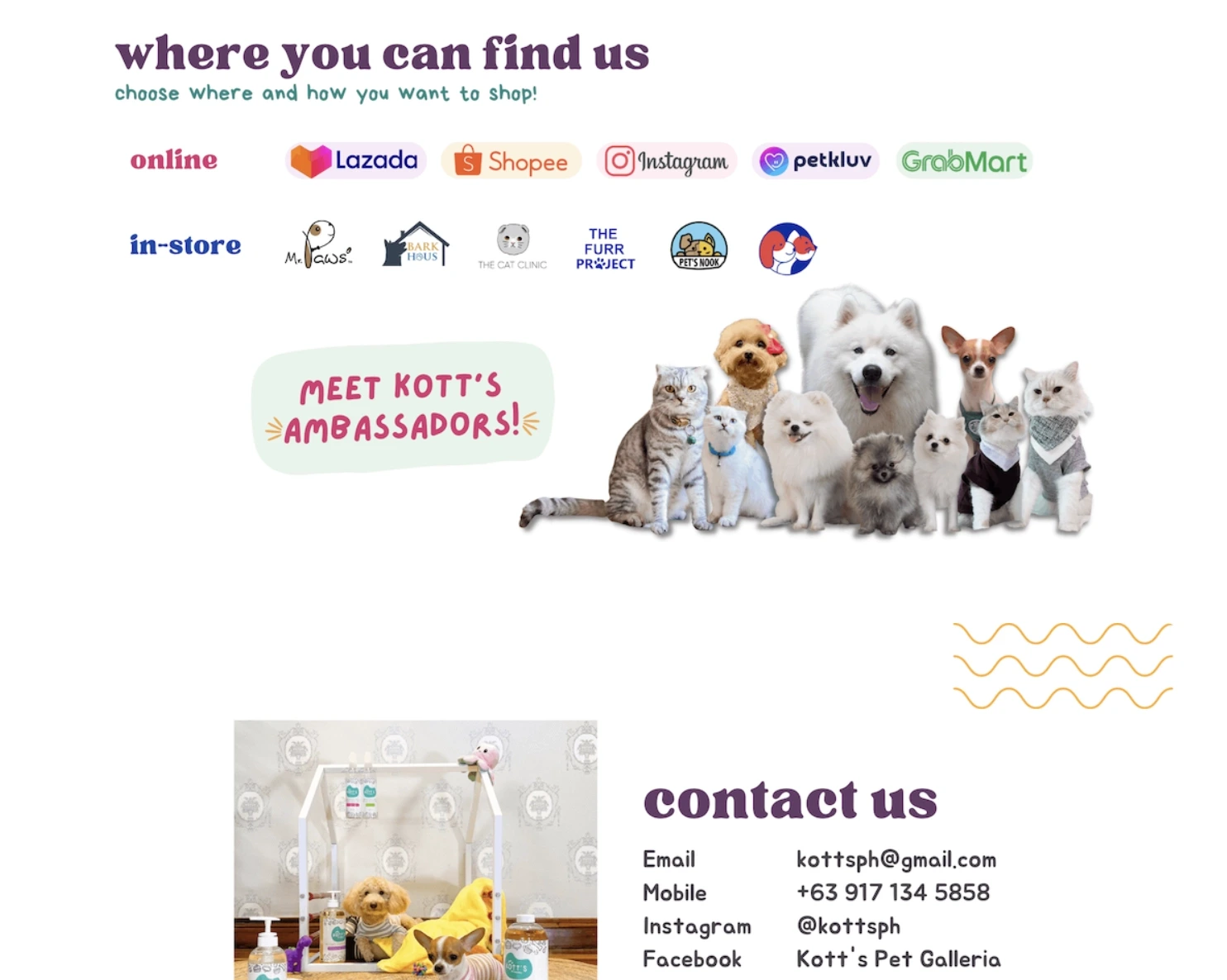 Kott's Pet Galleria Contact Us Banner