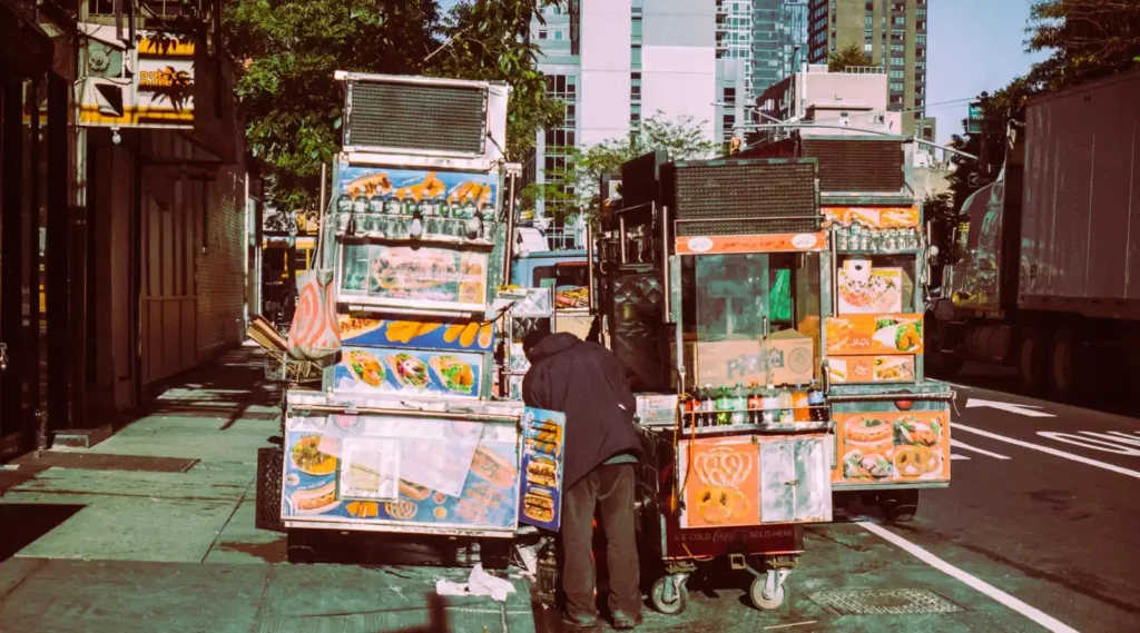 2 food cart on streets